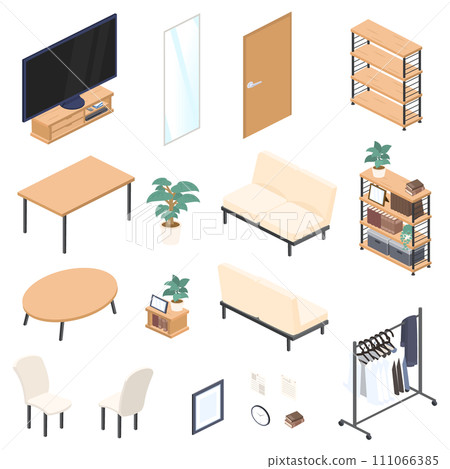 Isometric furniture illustration set Isometric furniture illustration set 111066385