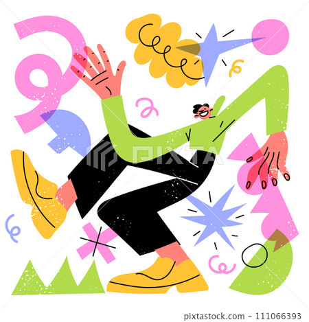 Happy man dancing celebrating vector illustration 111066393