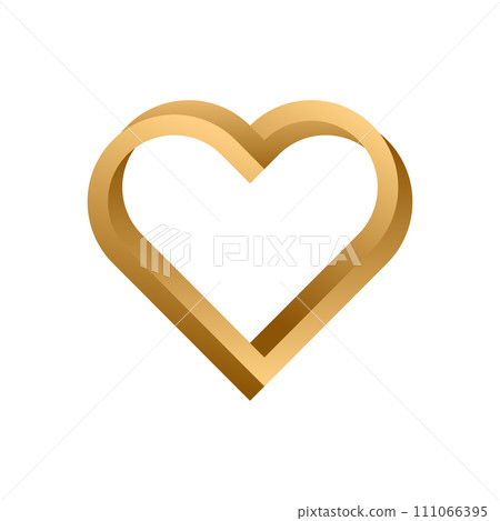 Golden metallic twisted heart symbol vector 111066395