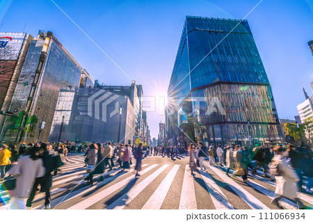 Japan's Tokyo cityscape: Light and shadow...Ginza/Sukiyabashi. Bustiness before the coronavirus pandemic...Light of hope...=January 14, 2020 Japan's Tokyo cityscape: Light and shadow...Ginza/Sukiyabashi. Bustiness before the coronavirus pandemic...Light of hope...=January 14, 2020 111066934