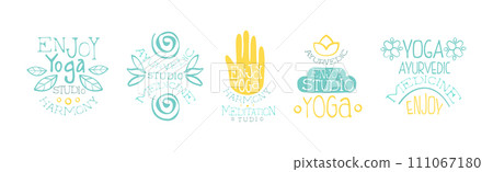 Yoga Center and Harmony Studio Label Vector Set 111067180