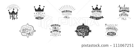 Clothing and Cotton Sewing Monochrome Shop Label Vector Set 111067251