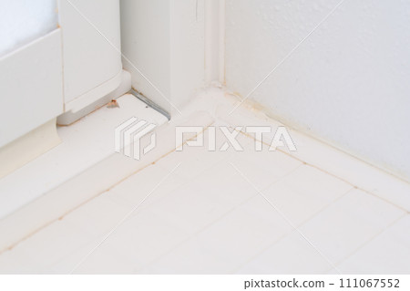 浴室裡有污垢 墊圈上有粉紅色黴菌 111067552