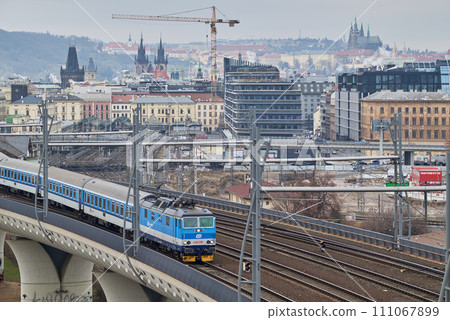 Aerial cityscape view of Prague capital city of Czech Republic 111067899