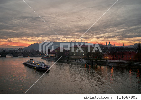 Aerial cityscape view of Prague capital city of Czech Republic Aerial cityscape view of Prague capital city of Czech Republic 111067902