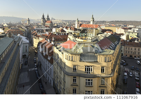 Aerial cityscape view of Prague capital city of Czech Republic 111067916