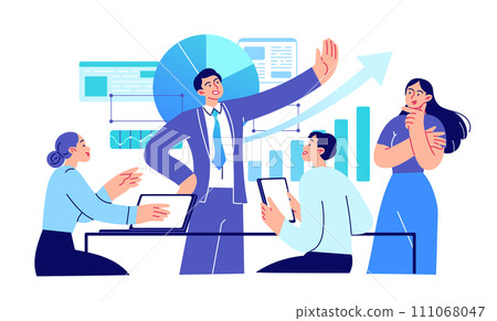 Group of people at work listening to their team leader 111068047