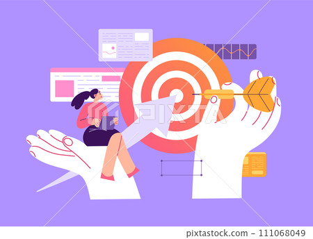 Woman manager achieves her goal using hired labor Woman manager achieves her goal using hired labor 111068049