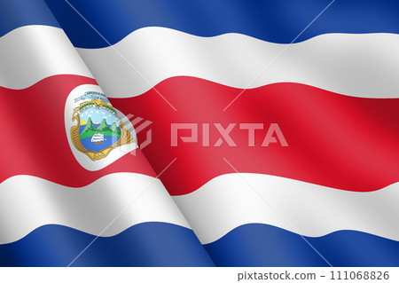 Costa Rica waving flag 3d illustration wind ripple 111068826