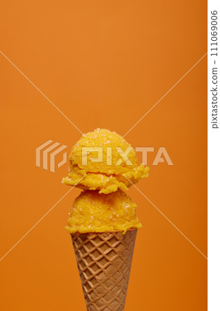 橘色背景和橘色冰淇淋[冰淇淋] 111069006