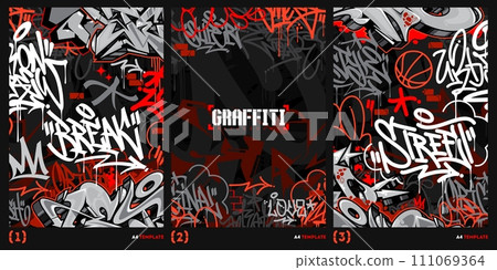 Colorful Abstract Urban Style Hiphop Graffiti Street Art Vector Illustration Background Template 111069364