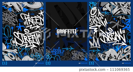 Colorful Abstract Urban Style Hiphop Graffiti Street Art Vector Illustration Background Template 111069365