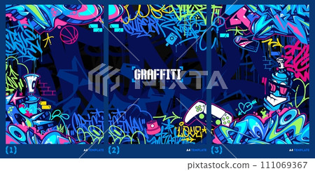 Colorful Abstract Urban Style Hiphop Graffiti Street Art Vector Illustration Background Template Colorful Abstract Urban Style Hiphop Graffiti Street Art Vector Illustration Background Template 111069367