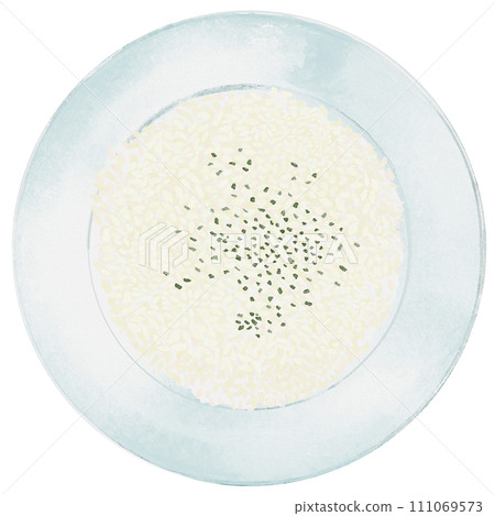 Rice with parsley painted in watercolor 111069573