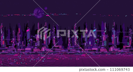 Abstract Futuristic Sci-fi Cyber Space City Landscape Vector Illustration Background Template Abstract Futuristic Sci-fi Cyber Space City Landscape Vector Illustration Background Template 111069743