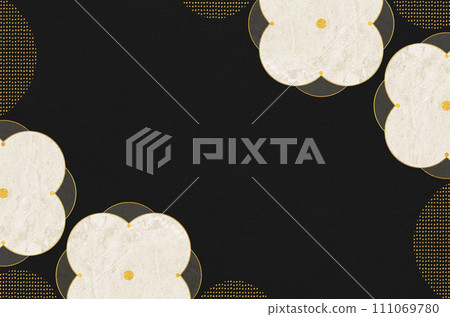 日本現代花卉圖案日本紙_花插圖框架背景 111069780