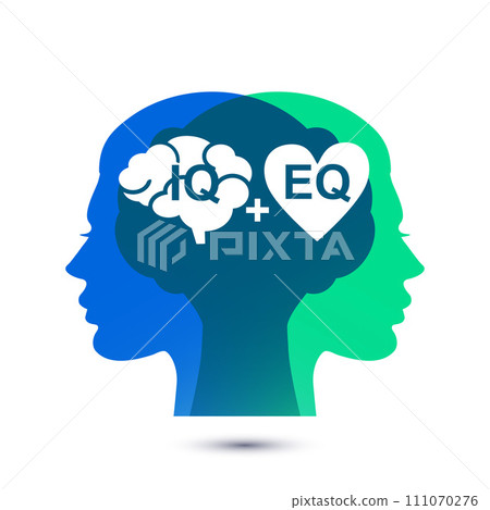 IQ and EQ with head profile vector illustration IQ and EQ with head profile vector illustration 111070276
