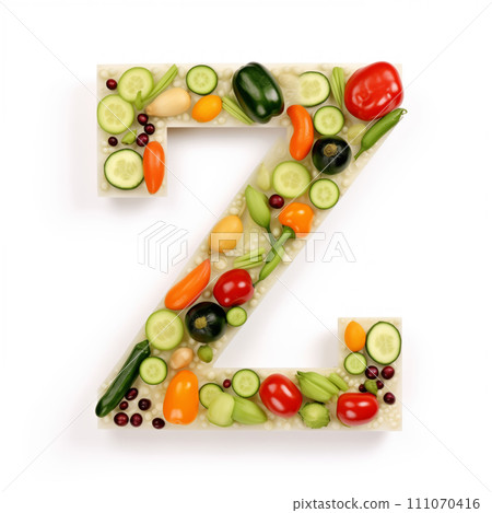 Fruit and vegetable alphabet on a white background, Letter Z 111070416