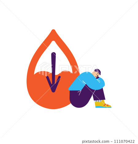 Anemia design concept, sad man, cartoon vector illustration on white 111070422