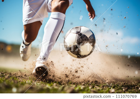 A football player runs across the field with the ball. 111070769