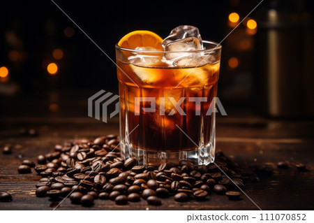 Homemade alcoholic Boozy black Russian drink Homemade alcoholic Boozy black Russian drink 111070852