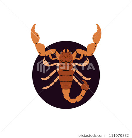 Scorpio zodiac sign, Horoscope zodiac symbol in black circle frame, Astrology zodiac icon scorpion vector illustration Scorpio zodiac sign, Horoscope zodiac symbol in black circle frame, Astrology zodiac icon scorpion vector illustration 111070882