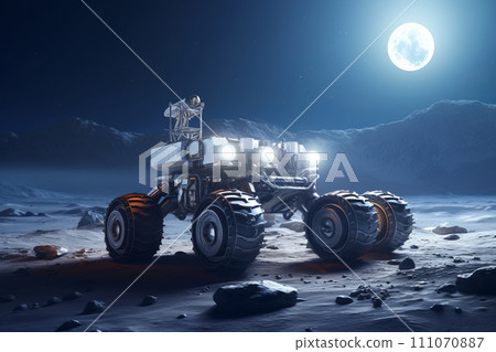 The lunar rover moves across the surface of the Moon. The lunar rover moves across the surface of the Moon. 111070887