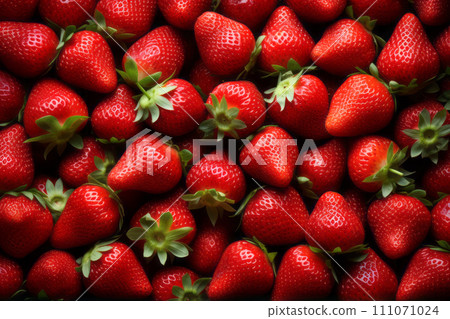 Strawberries on the counter in a store. 111071024