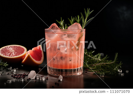 Refreshing grapefruit cocktail with ice and rosem Refreshing grapefruit cocktail with ice and rosem 111071070