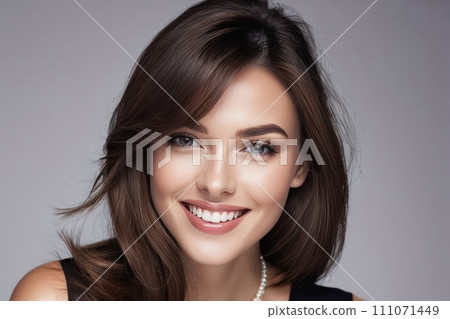 AI-generated content. Portrait luxury model young woman with white teeth smile, healthy hair, beauty AI-generated content. Portrait luxury model young woman with white teeth smile, healthy hair, beauty 111071449