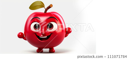 Pomegranate with a cheerful face 3D on a white background. Pomegranate with a cheerful face 3D on a white background. 111071784