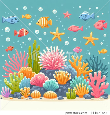 海底色彩繽紛的魚和珊瑚礁 海底色彩繽紛的魚和珊瑚礁 111071845