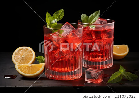 Delicious and Refreshing Negroni Cocktail with Plenty of Space for Copy and Text Overlay Delicious and Refreshing Negroni Cocktail with Plenty of Space for Copy and Text Overlay 111072022