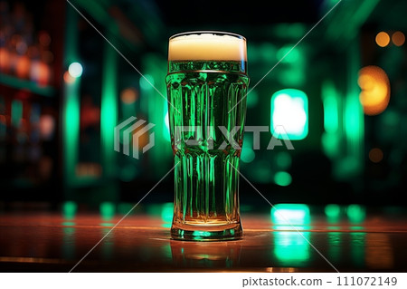 St. Patricks Day Green Beer Displayed with Ample Copy Space for Text and Holiday Celebrations. Bokeh St. Patricks Day Green Beer Displayed with Ample Copy Space for Text and Holiday Celebrations. Bokeh 111072149