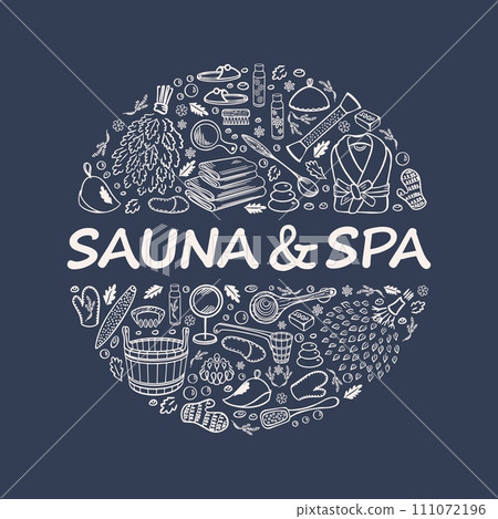 Suna and spa sketch gray-blue circle vector 111072196