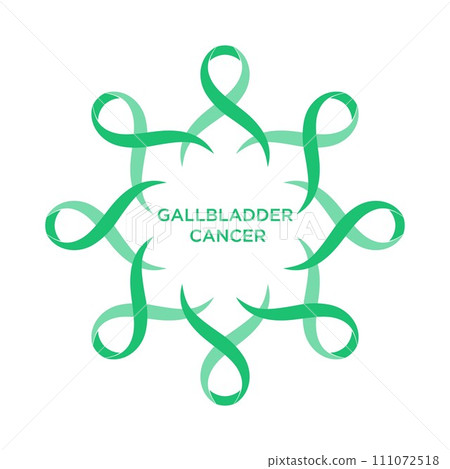 Cancer ribbon kelly green color representing the support of tackling cancers. The ribbons circular as a symbol of cancer. Vector illustration EPS.8 EPS.10 111072518