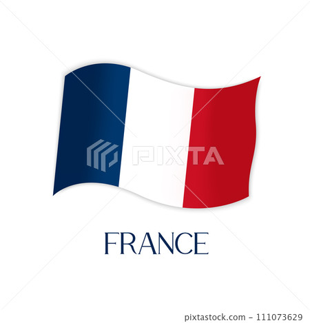 France flag Vector isolated element. Illustration of French tricolor flag and name of country 111073629
