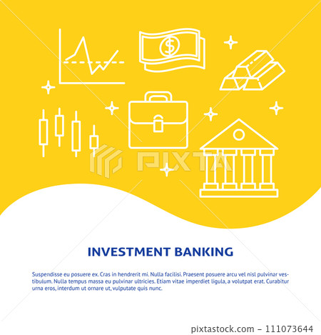 Investment banking banner in line style with text 111073644