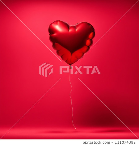 Red color Heart shaped balloon isolated on red background Red color Heart shaped balloon isolated on red background 111074392