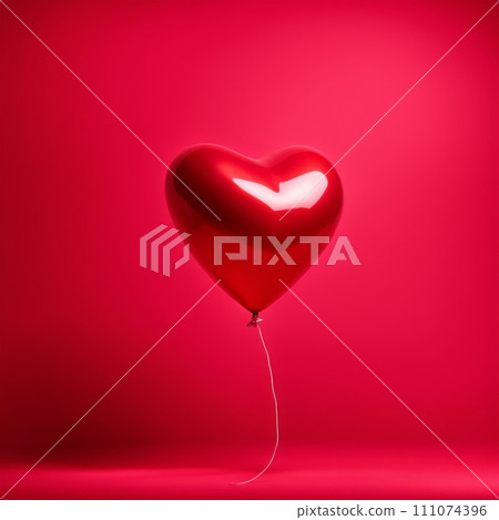 Red color Heart shaped balloon isolated on red background Red color Heart shaped balloon isolated on red background 111074396