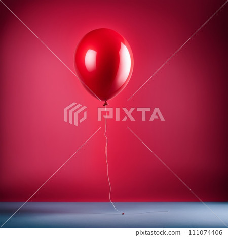 Red color shaped balloon isolated on red background 111074406