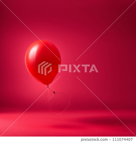 Red color shaped balloon isolated on red background Red color shaped balloon isolated on red background 111074407
