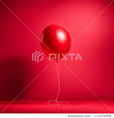 Red color shaped balloon isolated on red background 111074408