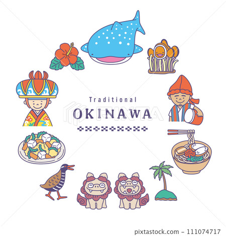 傳統沖繩插圖框架 111074717