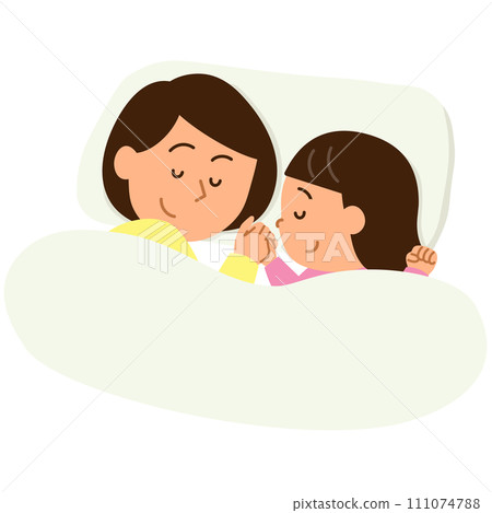 Parent and child sleeping holding hands 111074788