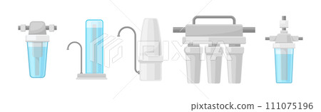 Water Filtration with Home Systems and Facility Vector Set 111075196
