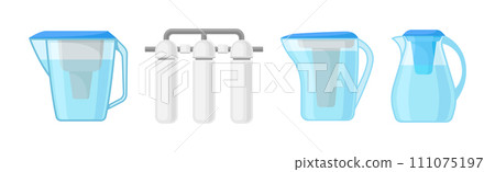Water Filtration with Home Systems and Facility Vector Set 111075197