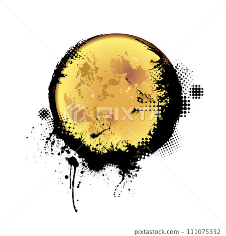 Abstract moon with blots. hand drawing. Not AI. Vector illustration Abstract moon with blots. hand drawing. Not AI. Vector illustration 111075352