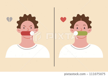 Emotional man with bipolar personality disorder feels aggression and love at same time Emotional man with bipolar personality disorder feels aggression and love at same time 111075875