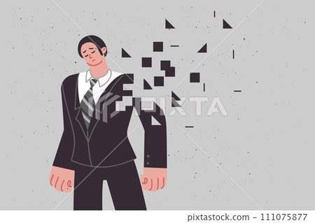 Man suffers from personality destruction caused by schizophrenia, and needs help of psychotherapist Man suffers from personality destruction caused by schizophrenia, and needs help of psychotherapist 111075877